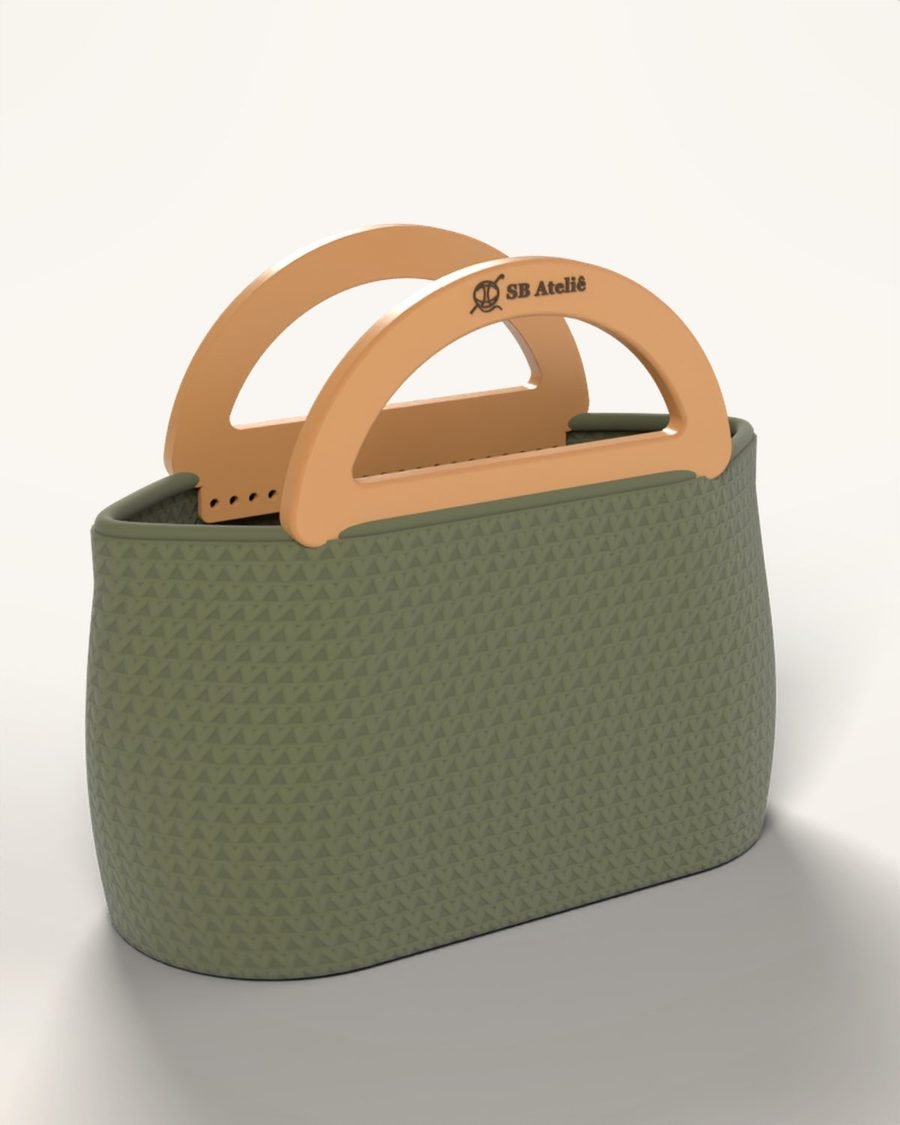 Bolsa de crochê Baguete Cápsula na cor Verde Militar