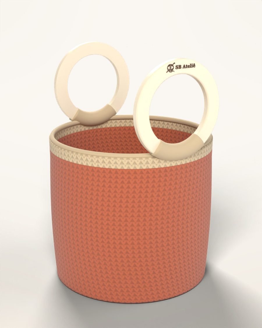 Bolsa de crochê Balde na cor Telha