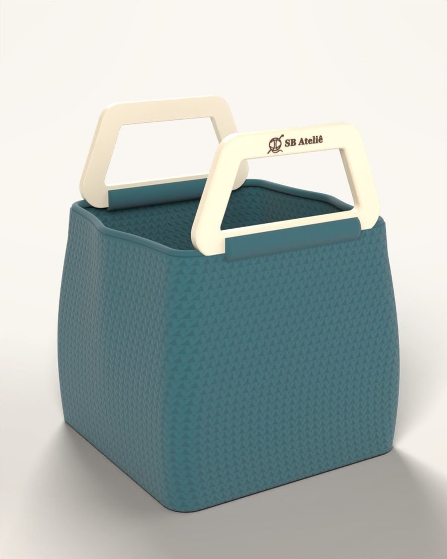 Bolsa de crochê Cubo na cor Azul Petróleo