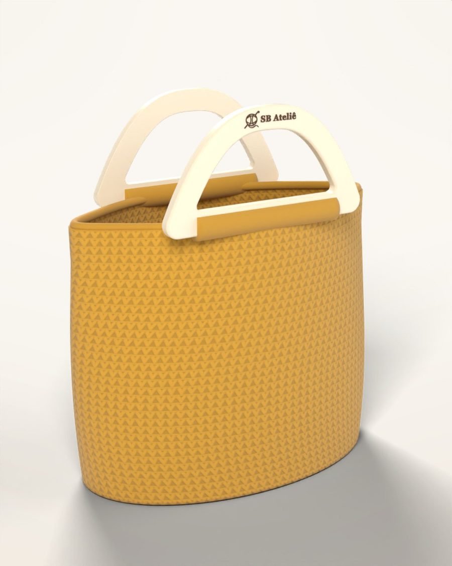 Bolsa de crochê Tote Oval na cor Mostarda